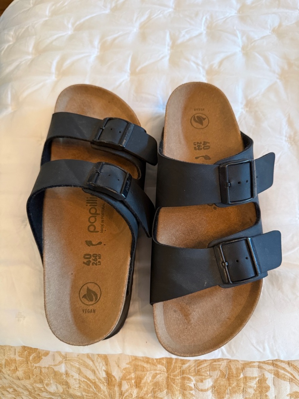 Papillio Black Double-Buckle Slide Sandals